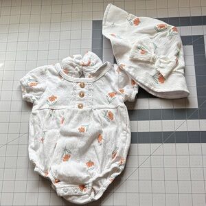 Nicole Miller White and Orange Floral Kids Matching Set